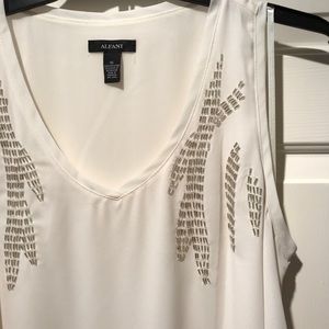 Cream Sleeveless Beaded Blouse by Alfani